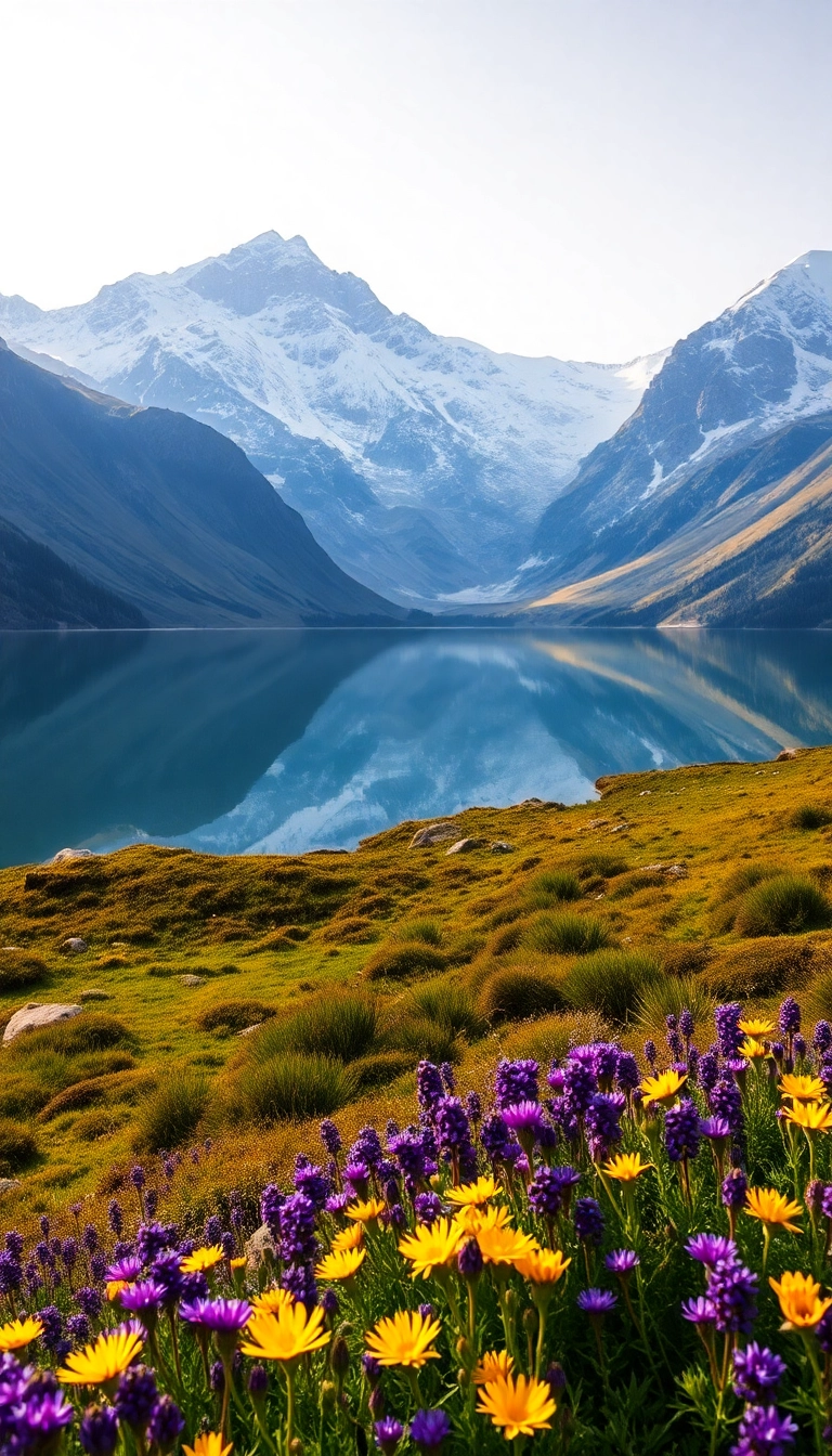 HD iPhone AI Spring Mountain Reflection Luxury Background Royalty-Free Stock Photo